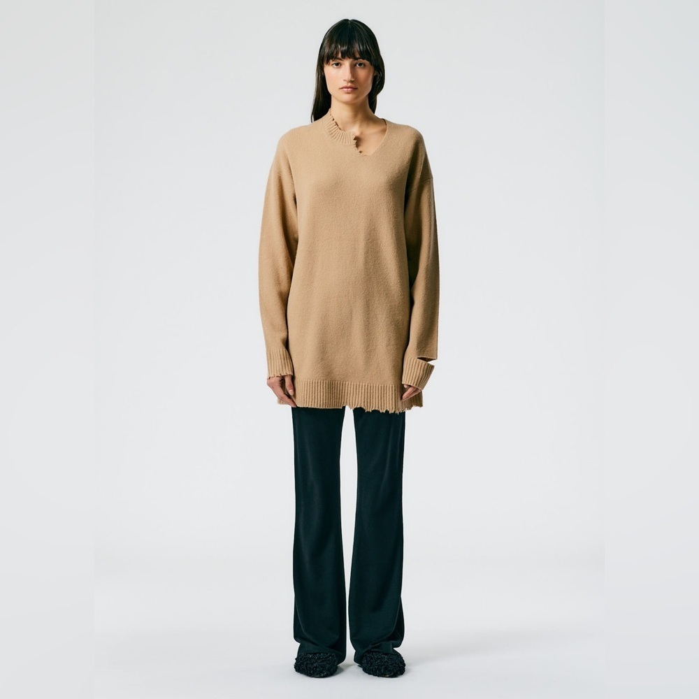 Tibi / distressed Lambswool cut out soft band pullover mini dress  medium M